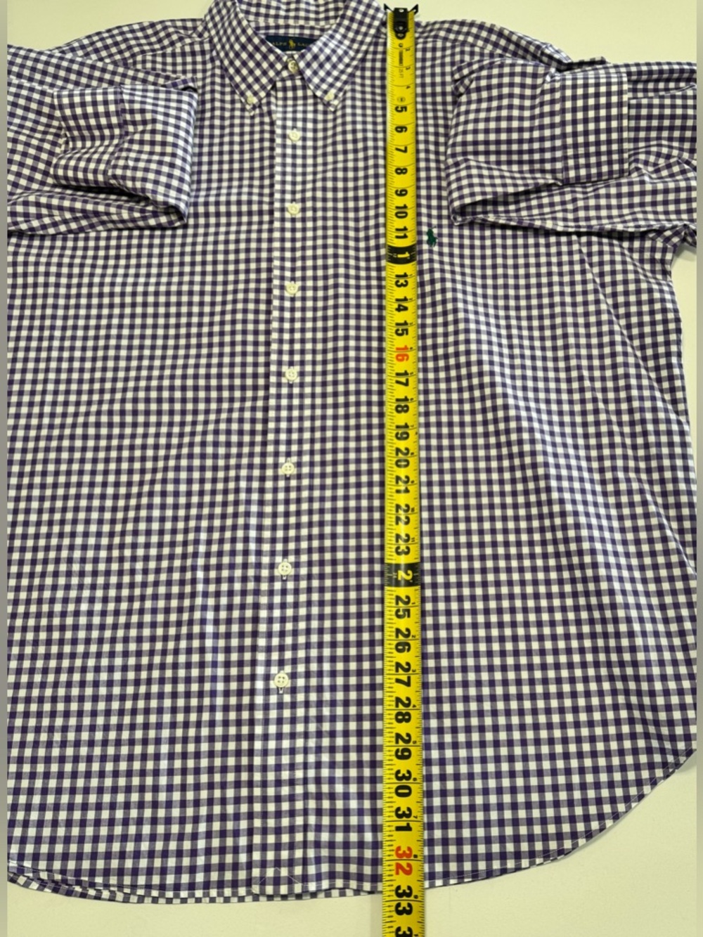Ralph Lauren Shirt Men Size 2XB Big LS Button Up Classic Fit Gingham Purple Pony - Picture 8 of 9